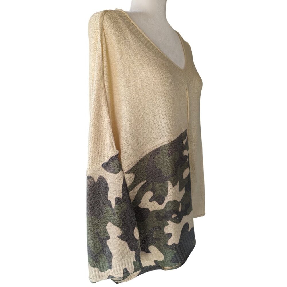 Time after Time‎ Oversized Camo & Cream Sweater Women's L Large - Picture 5 of 9
